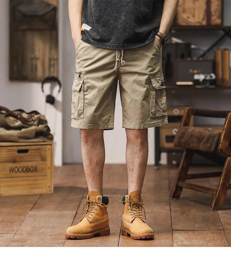 Men Summer New Multi Pocket Cargo Shorts Men Cotton Loose Breathable Fashion Trend Casual Versatile Five Points Pants Men Shorts