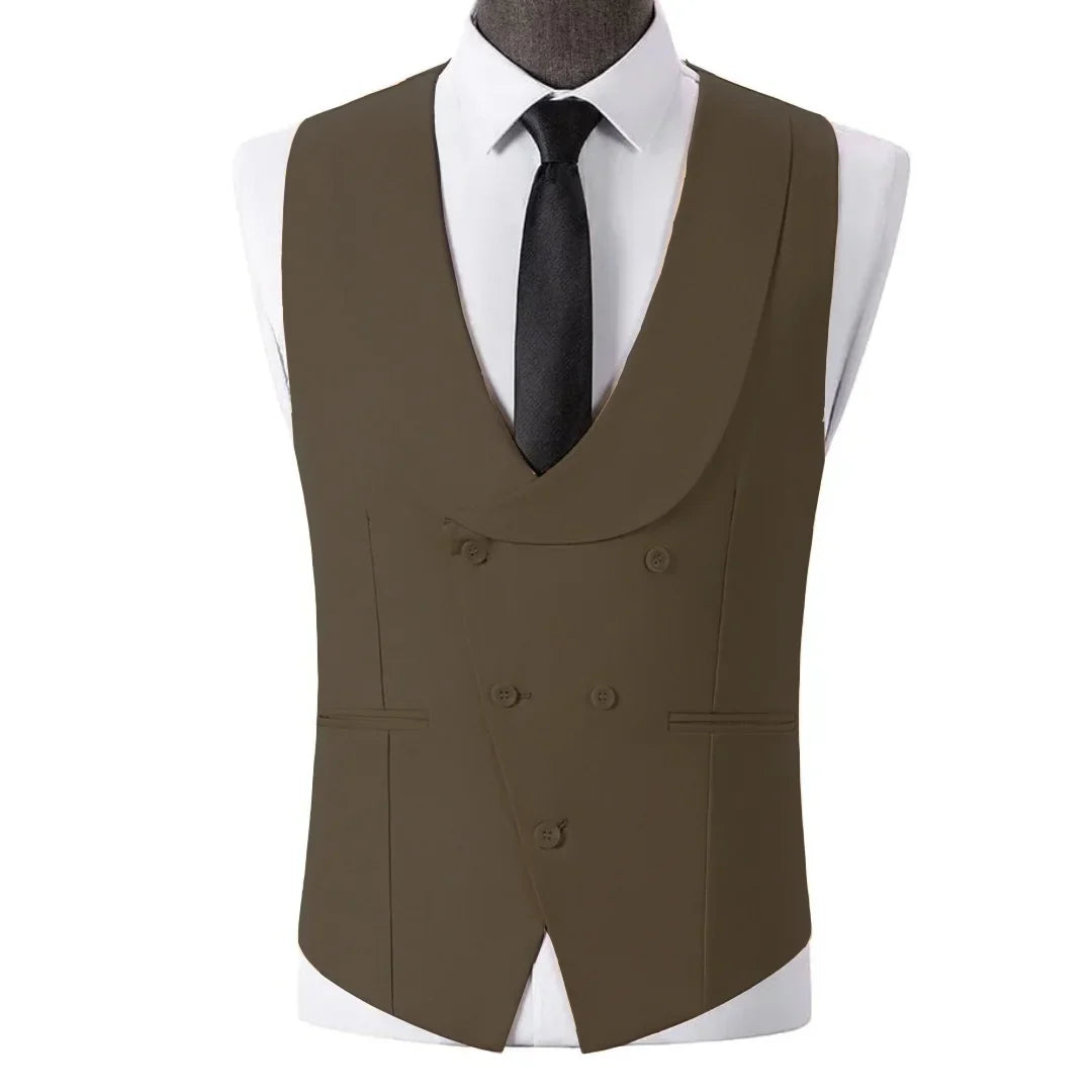 Men Vest Light Champagne With Lapel Solid Waistcoat For Wedding Banquet Prom Business Work Office Casual Daily Men Suit Vest