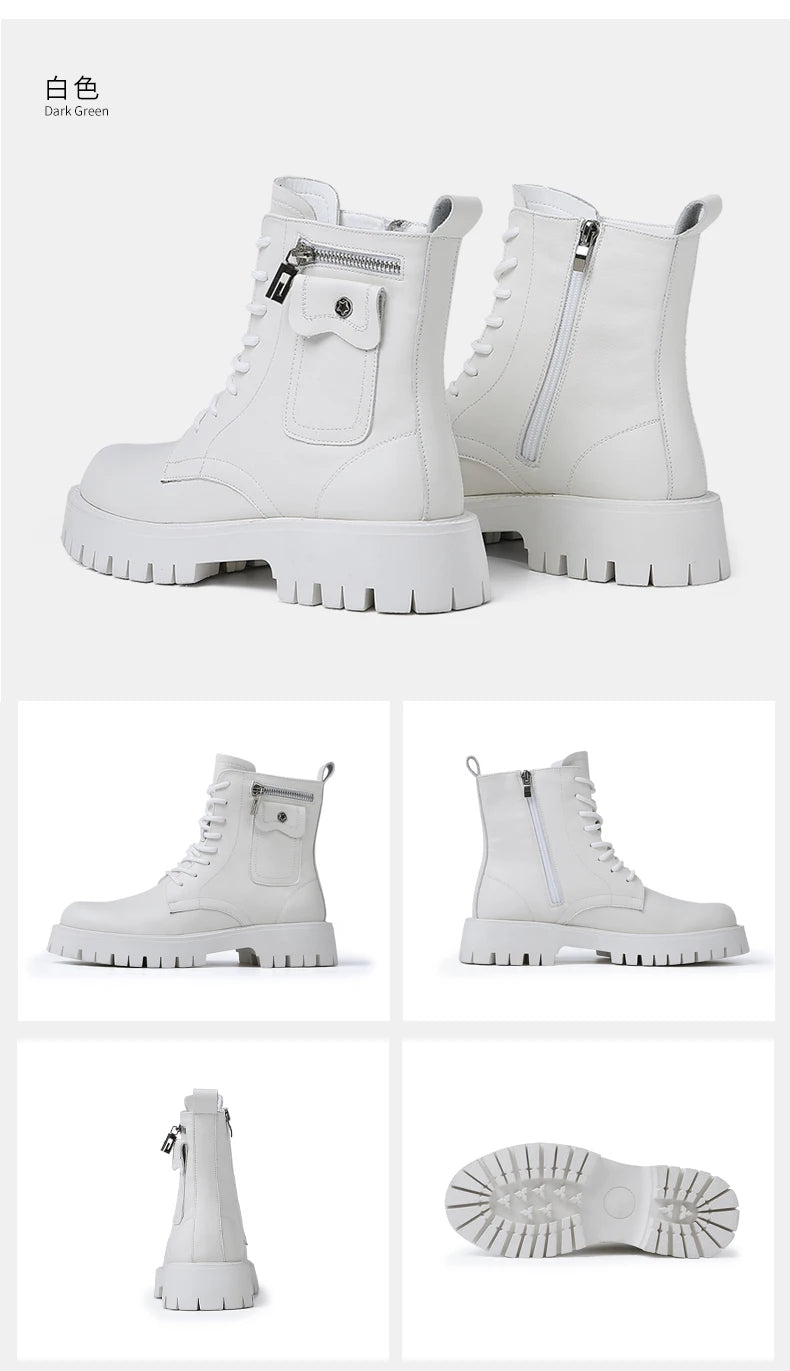 Fashion White Boots For Men New British Style Platform Motorcycle Boots Good Quality Casual Men’s High Top Leather Shoes Punk