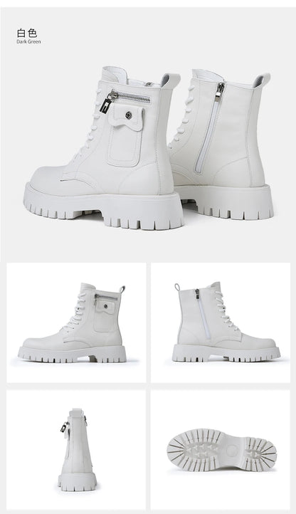 Fashion White Boots For Men New British Style Platform Motorcycle Boots Good Quality Casual Men’s High Top Leather Shoes Punk