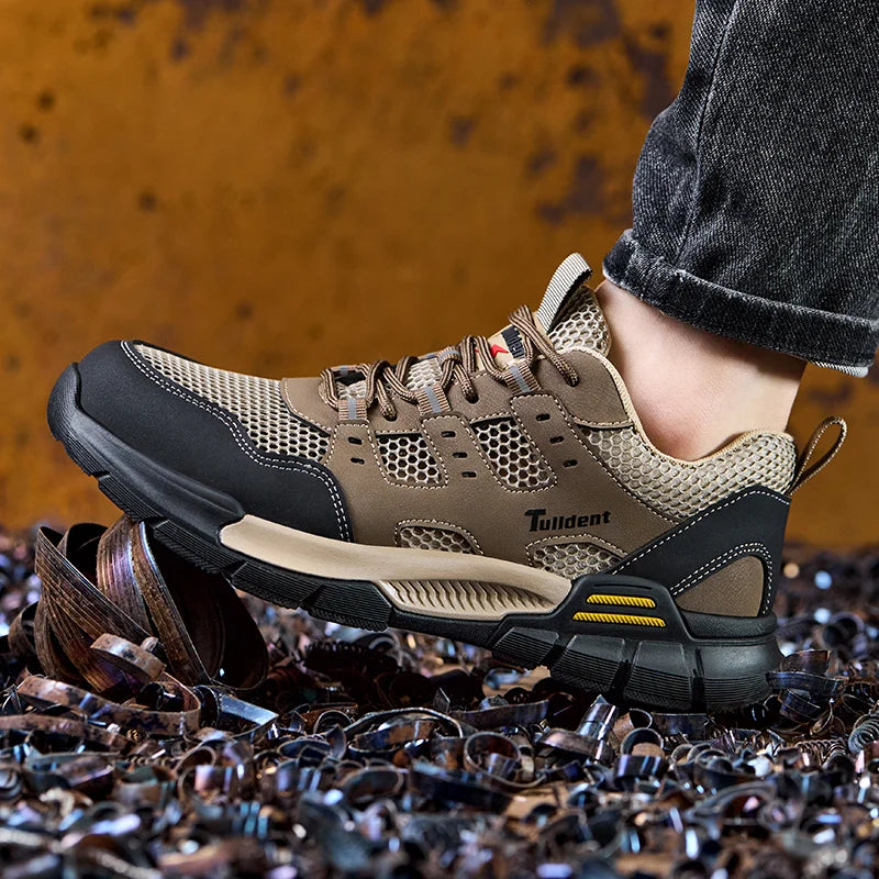 Men's safety shoes, anti smashing and anti stabbing work shoes, lightweight and breathable safety boots, tactical boots
