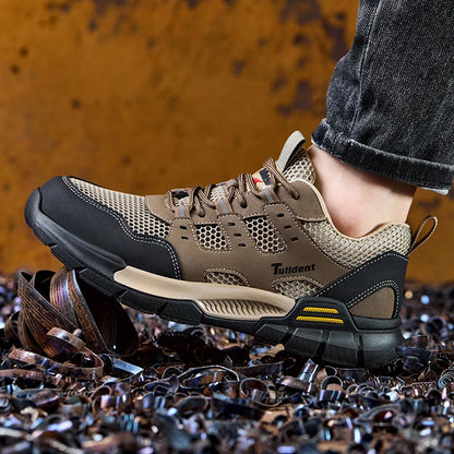 Men's safety shoes, anti smashing and anti stabbing work shoes, lightweight and breathable safety boots, tactical boots