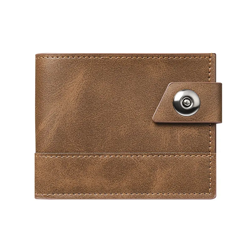 Men's Wallet Pu Leather Short NO Zipper Buckle Wallet Solid Color Wear-Resistant Leather Clip Daily Casual Fashion Zero Wallet