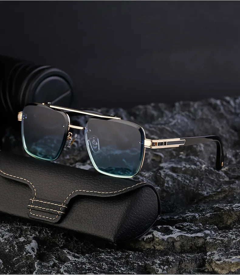 2025 Square Sunglass Men Luxury Sunscreen Rimless Sunglasses Women Vintage Fashion Glasses Gafas De Sol Hombre Lunette De Soleil