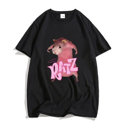 New Pattern Ratz Mouse Cartoon Printed Women Cool And Comfortable Loose Short Sleeved Harajuku Cartoon Printed T-shirt