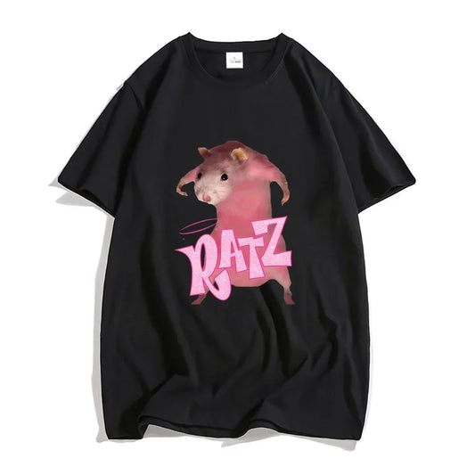 New Pattern Ratz Mouse Cartoon Printed Women Cool And Comfortable Loose Short Sleeved Harajuku Cartoon Printed T-shirt