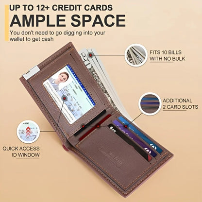 Personalized Wallet for Men Custom Wallets for Men Engraved Letter Name Leather Wallet Bifold Custom Gifts for Dad/Husband