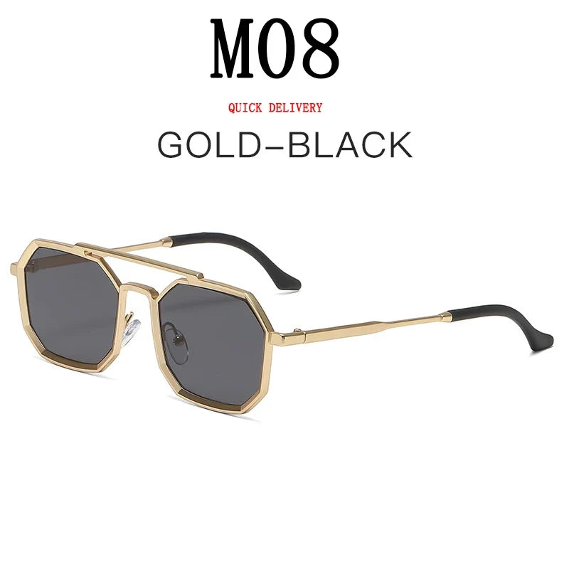 Metal Sunglasses For Men Vintage Square Sunglasses Women Trendy Luxe Fashion Sun Glasses Steampunk Shades Gafas De Sol Hombre