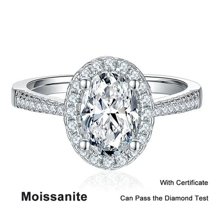 1CT 2CT D VVS1 Oval Cut Moissanite Rings for Women 925 Sterling Silver Lab Dimond Engagement Wedding Party Ring Wholesale