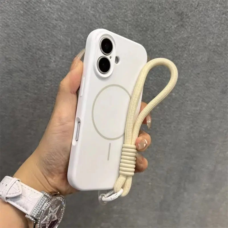 Candy Soft Liquid Silicone for Magsafe Case for iPhone 18 17 16 15 14 Pro Max Shockproof Magnetic Charging Lanyard Strap Cover