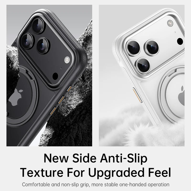 Transparent Magnetic Case for iPhone 17 Air 16 Plus 15 14 13 17 Pro Max 16e 360° Rotating Ring Holder Kickstand Cover LMD003