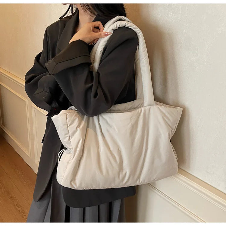 Fashion Winter Women Shoulder Bag Large Simple Shopping Commuting Bag Simple and Practical Textured Casual Versatile Tote Bag