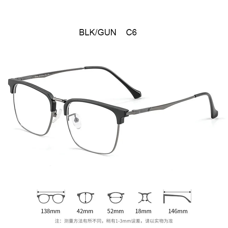 Men's Classic Business Eyeglasses Frames Anti-Blue Light Reading Glasses Myopia Hyperopia Customizable Prescription KE001