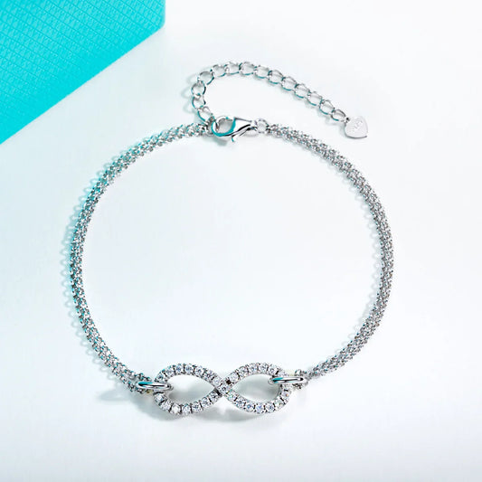 Bracelet Nœud Papillon en Moissanite 1,7 mm en Argent Sterling 925, Diamant de Laboratoire, Bracelets Ajustables 18+5cm pour Femme, Cadeaux