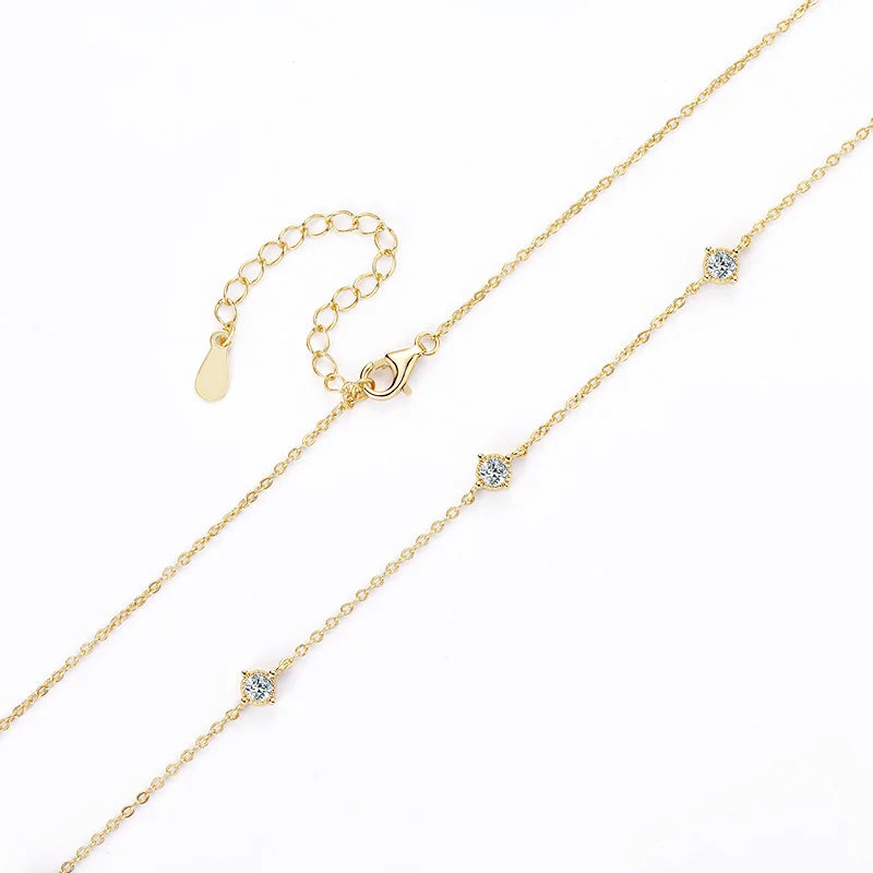 Collar Plata 925 Sterling Silver Choker Necklace For Women Round Cut 3mm Moissanite Necklaces Clavicle Chain Jewellry Gift