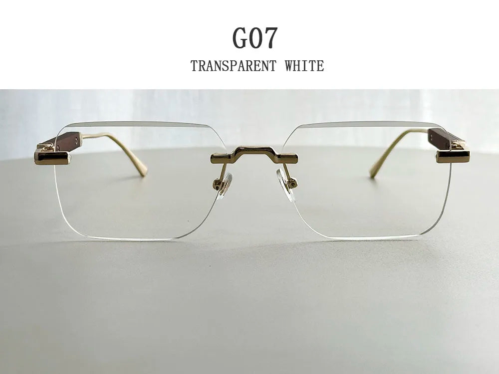 Rimless Sunglass Men Vintage 2025 Fashion Glasses Square Sunglasses Women Trendy And Fashionable Gafas De Sol Hombre Zonnebril