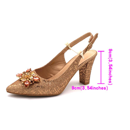 Color Italian Classics Design African Women Shoes and Bag Set High Quality with Shinning Crystal for Wedding Party