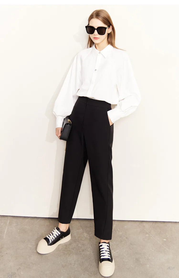 Minimalism Shirt Women 2025 French Puff Sleeve Business Shirts Female Blouse Urban Style Elegant Fashion Top 12241003