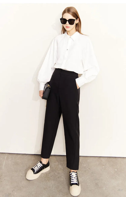 Minimalism Shirt Women 2025 French Puff Sleeve Business Shirts Female Blouse Urban Style Elegant Fashion Top 12241003