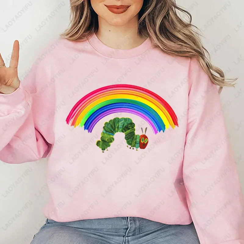 The Very Hungry Caterpillar Sweatshirt Cute Fnny Hungry Caterpillar Bookish Pullovers Man Women Retro Trend Cool Street Hoodies