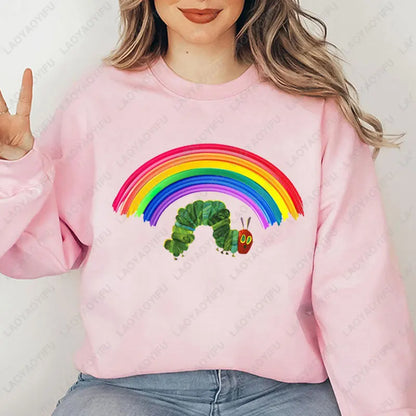 The Very Hungry Caterpillar Sweatshirt Cute Fnny Hungry Caterpillar Bookish Pullovers Man Women Retro Trend Cool Street Hoodies