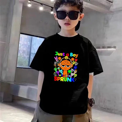 Summer Clothes Boys Girls Age 3-12 Tee+shorts suit Children Short Sleeve T-shirts Child  Casual Pink Black Fashion Game graphics
