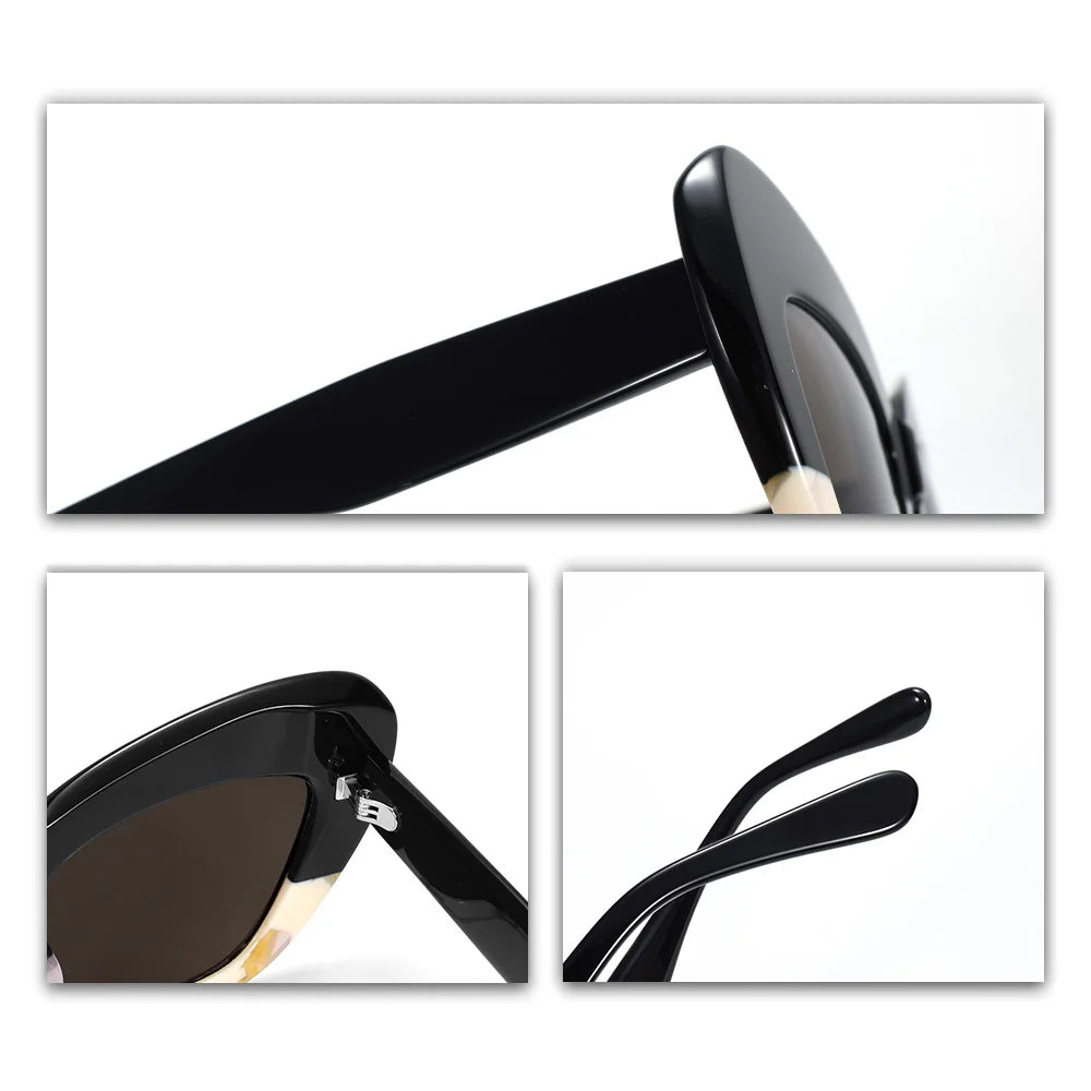 Trendy Retro Sunglasses Asymmetric Color Block Cat Frame UV400 for Women Men Polarized Daily Cool Style Modern Fasion