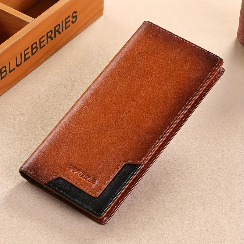 Wallet men's genuine leather new wallet long card bag storage silver foreskin clip hand-held bag gift