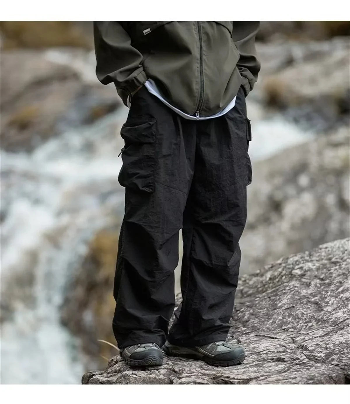 New Trendy New Men's Spring/Summer Breathable Outdoor Cargo Parachute Pants Leisure Hiking Mountaineering Water-resist Pants