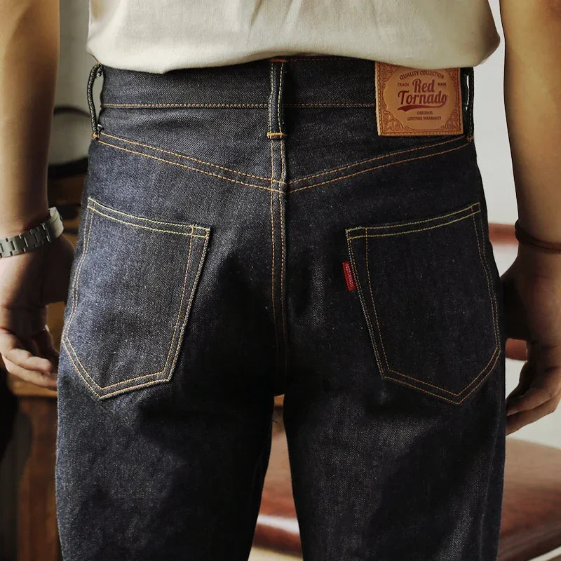 55501 Relaxed Straight Fit Men's Jeans Raw Selvedge Denim Pants Amekaji
