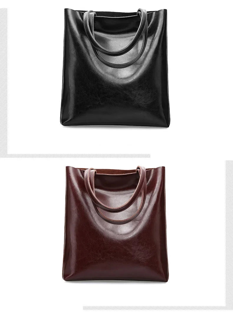 2024 Office Hand Shoulder Bags For Women Tote Cow Leather Bag Ladies Genuine Leather Handbags Big Women Bag Large Vintage Female