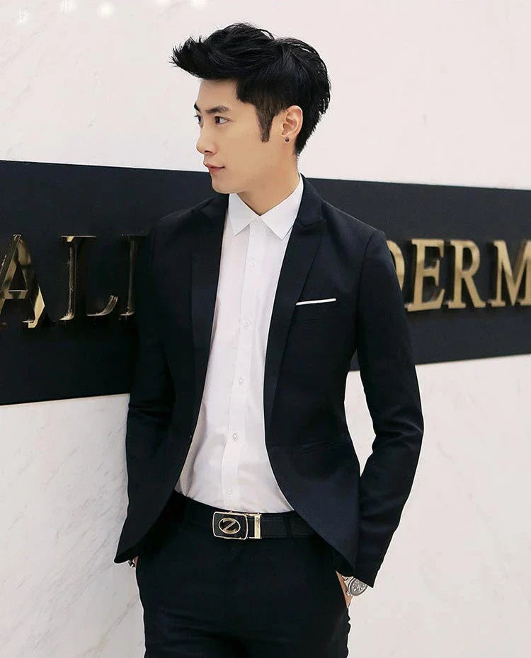 Summer Men's Casual Suit Fashion Business Office Trendy Non-ironing Anti-wrinkle Suit Jacket Solid Color Slim Fit Men's Suit