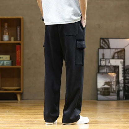 Korean Autumn Big Size Sweatpant Men Loose Baggy Sport Jogging Trouser Male Casual Work Sweat Pants Large Plus Jogger Grey Black