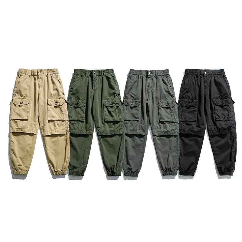 Korean Streetwear Tactical Cargo Pants Japanese Harajuku Casual Plus Size Harem Joggers Men Clothing Multi-Pocket Trousers Male