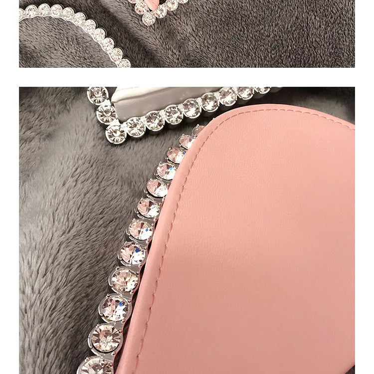 Diamond Red Heart Evening Clutch Women's Designer Chic RhinestoneBlack Wallet Wedding Party Sac A Main Heart Handbag for Woman