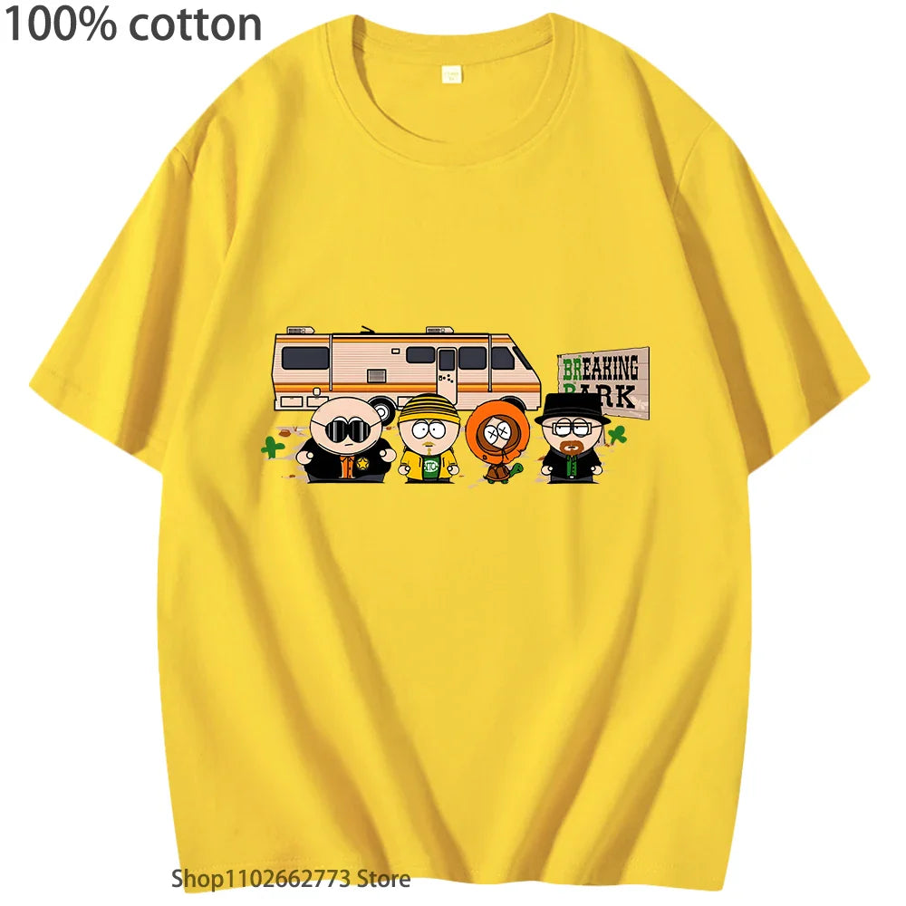 Breaking Bad Shirt Park PrintT Shirt Men's Fashion Clothing Chicken Brothers Summer Tees Y2k Top Streetwear Women 100% Cotton