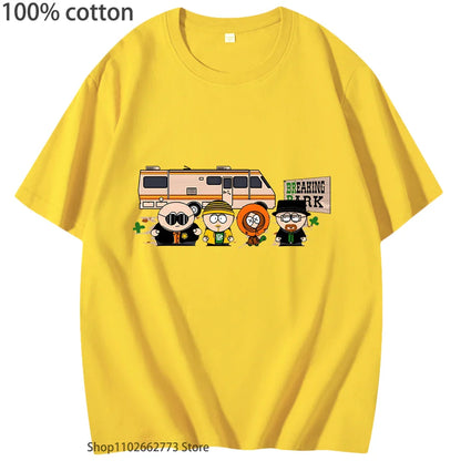 Breaking Bad Shirt Park PrintT Shirt Men's Fashion Clothing Chicken Brothers Summer Tees Y2k Top Streetwear Women 100% Cotton