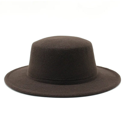 Autumn Winter Kids Felted Fedoras Hats for Boys Girls Solid Imitation Woolen Flat top Jazz Caps Childs Formal Dress Hats