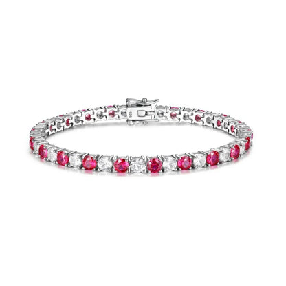 4mm 5mm Moissanite Diamond and Emerald Ruby Tennis Bracelet for Women Men S925 Sterling Silver Fine Jewelry