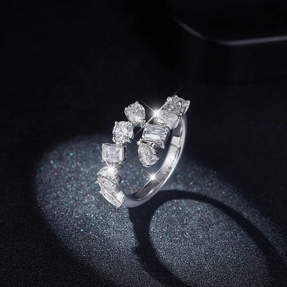 Full Moissanite Wedding Band Ring 925 Sterling Silver with Gold Plated Eternity Ladies Band Women's Lab Diamond Rings