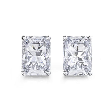 D Color Princess Cut Moissanite Earring s925 Sterling Sliver Plated with 18k White Gold Earrings for Women Fine Jewelry
