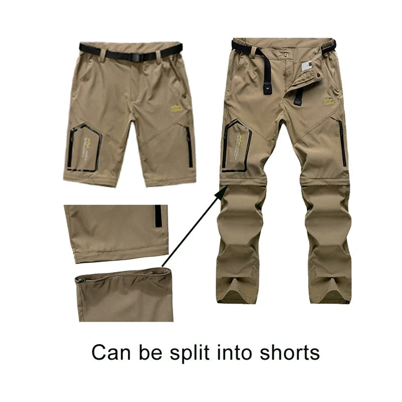 Men's Convertible Cargo Tactical Pants Camping Quick Drying Outdoor Hiking Pants Zip Off Lightweight Work Trekking Trousers
