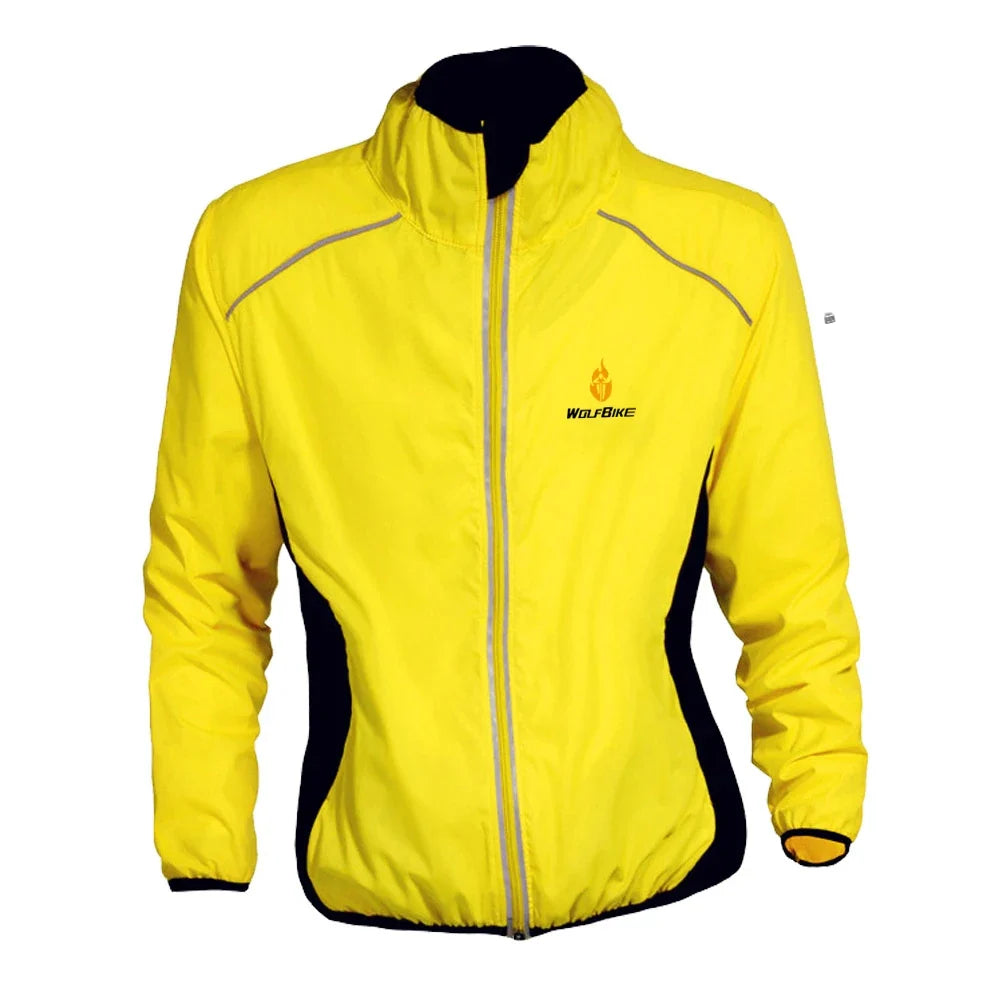 Men Windproof Water-repellent Reflective Cycling Jacket MTB Bicycle Long Sleeve Windbreaker Bike Coat Jersey