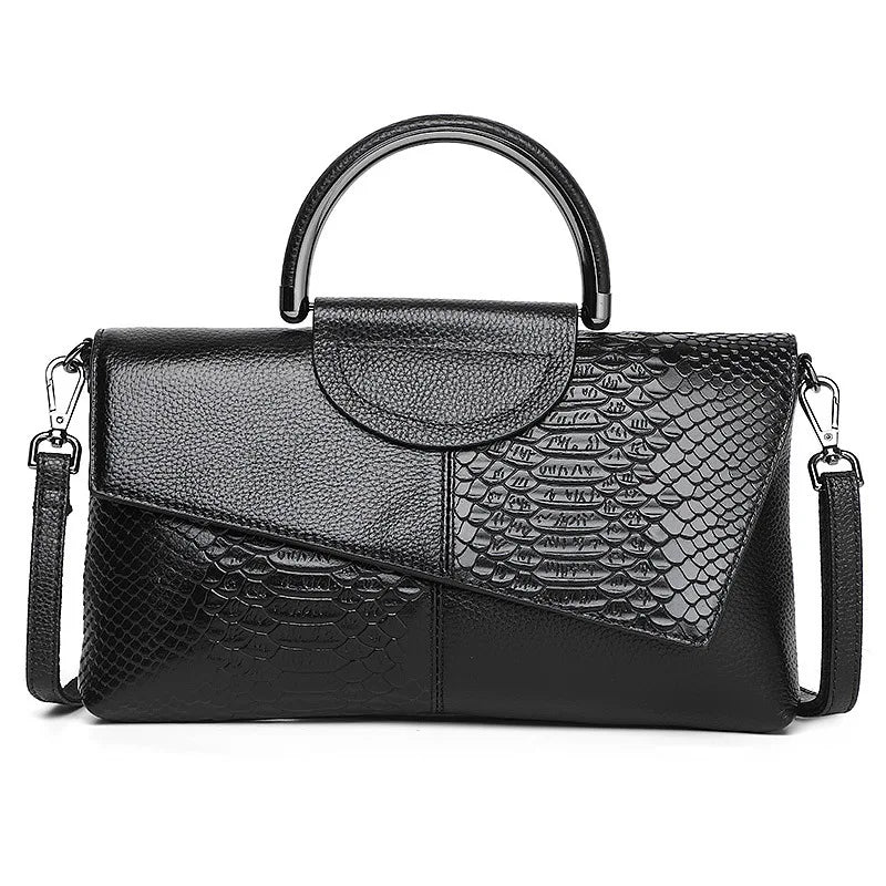 2022 Brand Design Luxury Genuine Leather Snake Print Handbag Fashion Ladies Hand-held Large Capacity Cowhide Leather Wallet