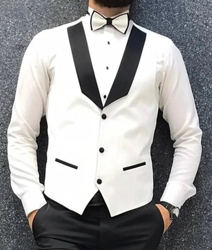 Men Suits Slim Fit One Button Casual Business Groomsmen Brown Peak Lapel Tuxedos For Formal Wedding (Blazer+Pants+Vest)