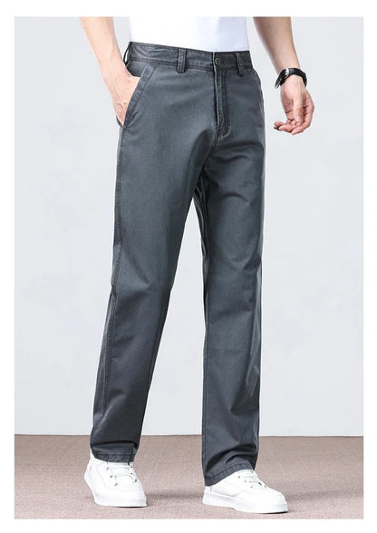 100% Cotton Straight Casual Pants Men's New Cargo Pocket Fashion Brand Comfortable High Quality Business Male Pants