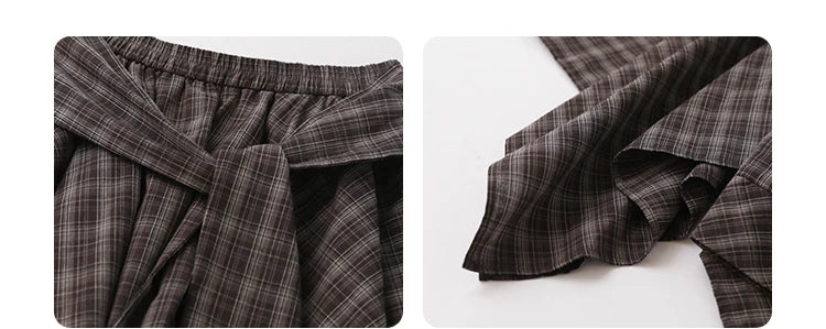 CHIC VEN تنانير نسائية بتصميم A-Line بخصر مطاطي وأربطة معقودة بتصميم كاروهات غير منتظم وتنورة نصف طول تنورة نسائية قصيرة لصيف 2025