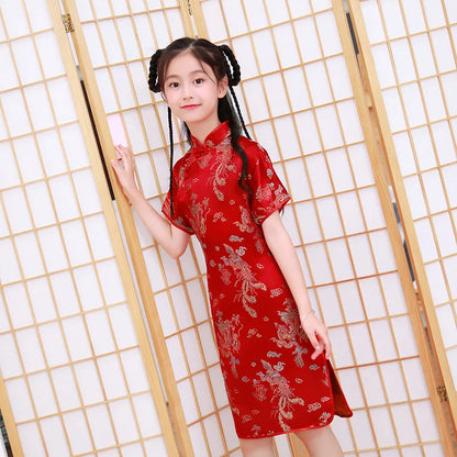 Fashion Children's Cheongsam Modern Girls Dresses Summer Baby Party Qipao Princess Clothing Chinese Style Girl Dress Vestidos