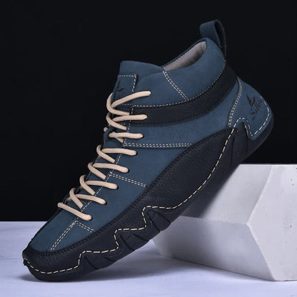 New Autumn 2024 Handmade Leather Men Boots Design Sneakers Man Breathable Casual Leather Shoes Men Ankle Boots Outdoor Fashion