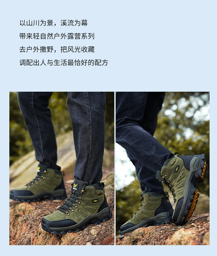 36-48 Autumn Winter Men Women Ankle Boots Leather Tactical Shoes New Plus Anti-Skidding Classical Walking Footwear Summer Hiking